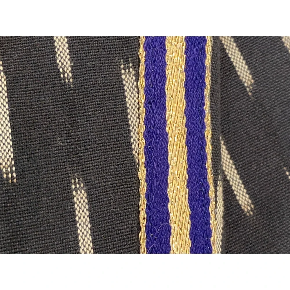 J.CREW Pants Womens 10 Pull On Ikat Cropped Metallic Tux Stripes Cotton Blue